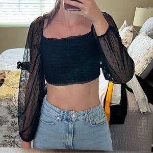 Black Sheer Sleeve Top